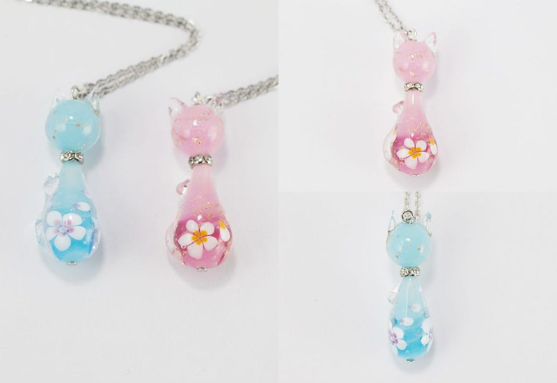 彼得威尼斯 琉璃項鍊-櫻花貓咪 