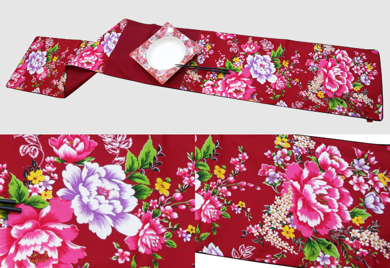 台灣花布旗布桌巾A款-暗紅色 台灣花布旗布桌巾A款-暗紅色