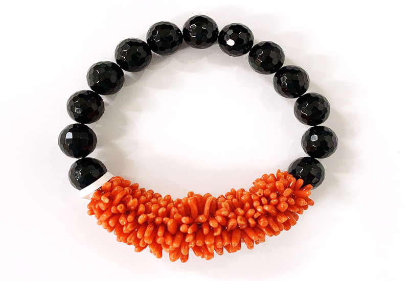 蘇澳珊瑚 珊瑚阿達仔黑瑪瑙手錬 SATBCG0009