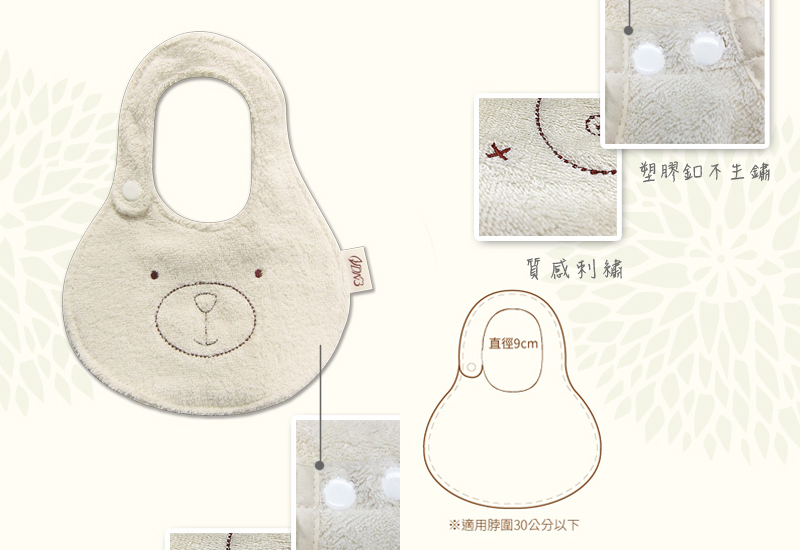 無染 糖酸丸-BABY一片式可愛熊圍兜 微笑台灣MIT認證  無染 糖酸丸-BABY一片式可愛熊圍兜 微笑台灣MIT認證