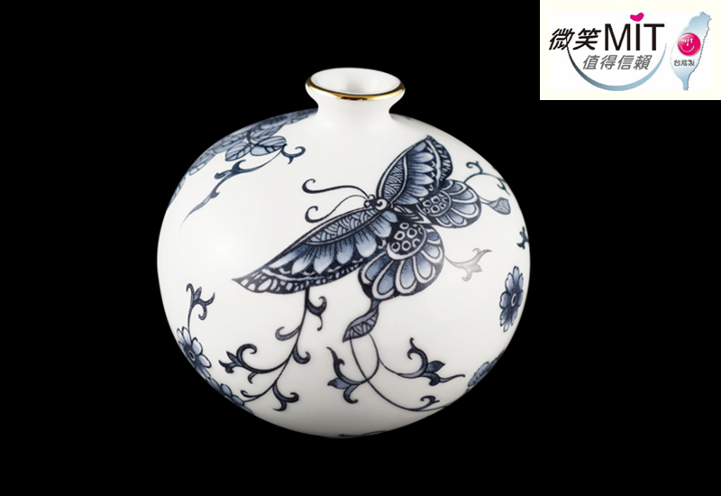 幸福綿延 青花蝴蝶天球(小) 台灣MIT認證 鶯歌燒