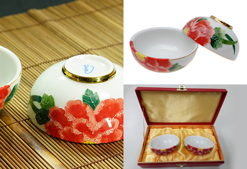 法華彩 花開富貴對杯組 法華彩 花開富貴對杯組