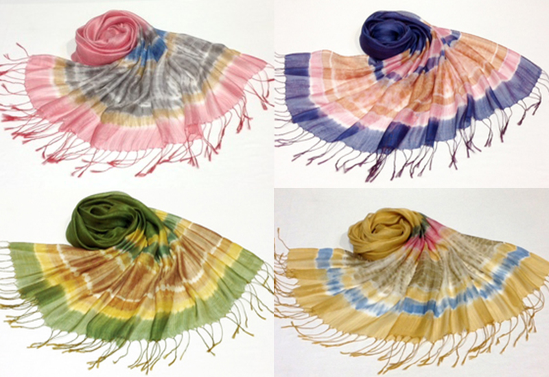 天染工坊 歡心十二品-天染多色段染絲棉圍巾(多色可選)  天染工坊 歡心十二品-天染多色段染絲棉圍巾(多色可選)