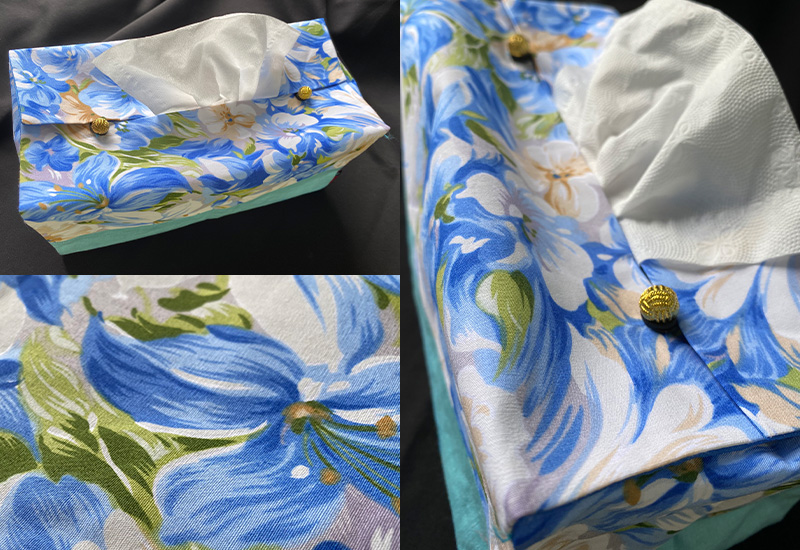 台灣花布面紙盒-藍色 布質面紙盒 台灣花布面紙盒-藍色 布質面紙盒