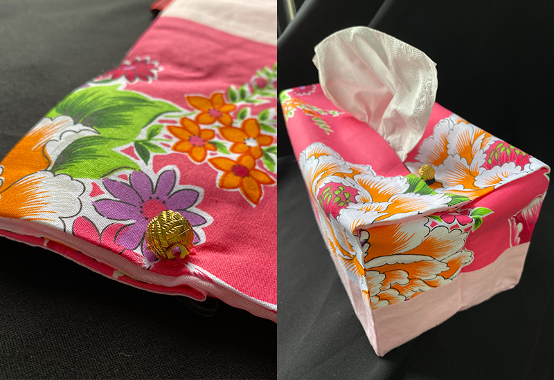 台灣花布面紙盒-粉紅 台灣花布面紙盒-粉紅