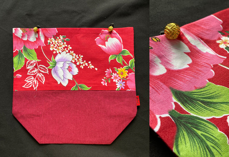 台灣花布面紙盒-暗紅 台灣花布面紙盒-暗紅