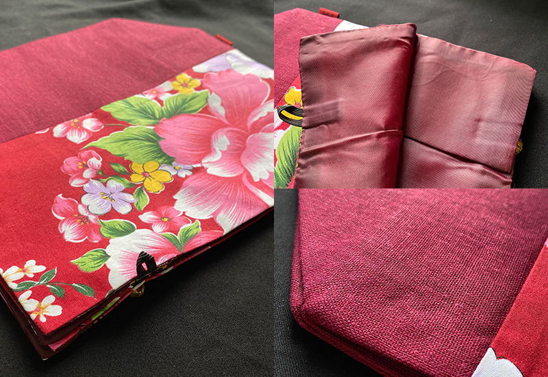 台灣花布面紙盒-暗紅 台灣花布面紙盒-暗紅