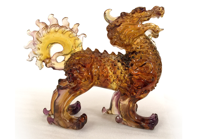 林一雄琉璃 神獸麒麟(單) 琉璃雕塑  林一雄琉璃 神獸麒麟(單) 琉璃雕塑