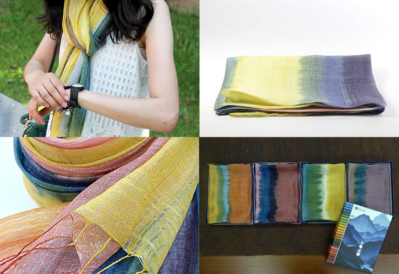 天染工坊 環頸雉-彩羽頌-天染絲棉直紋圍巾 天染工坊 環頸雉-彩羽頌-天染絲棉直紋圍巾