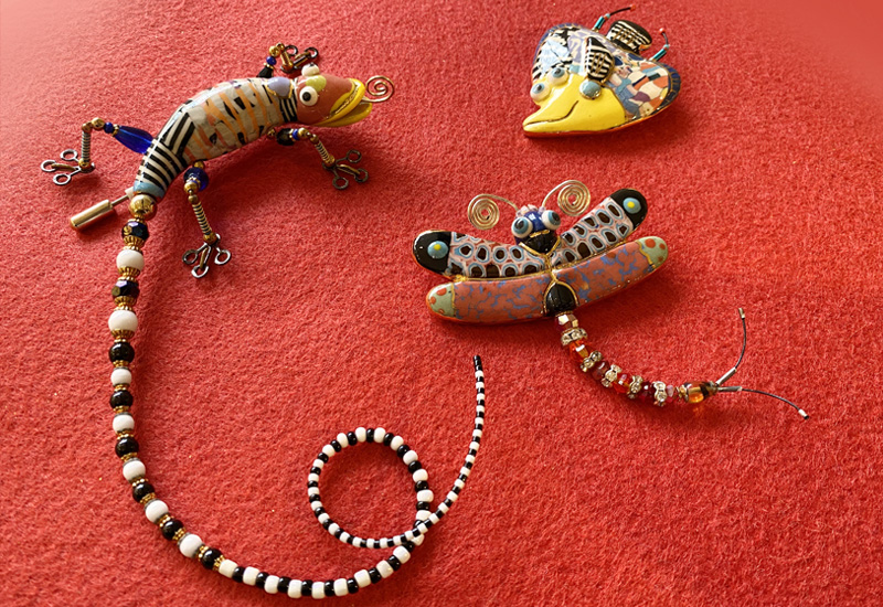 蔡爾平 純手工蝴蝶魚 彩鑲瓷雕塑別針胸針 蔡爾平 純手工蝴蝶魚 彩鑲瓷雕塑別針胸針