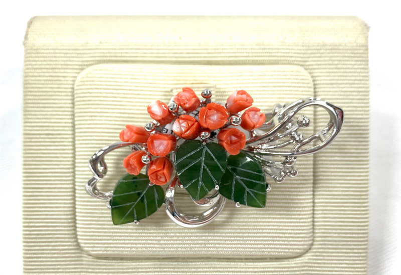 蘇澳珊瑚 珊瑚台玉胸針墜 SBKBPR0010 蘇澳珊瑚 珊瑚台玉胸針墜 SBKBPR0010