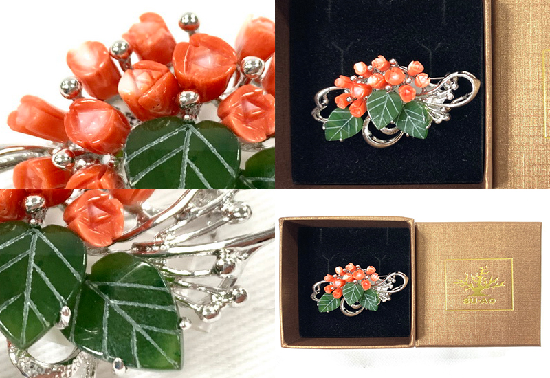 蘇澳珊瑚 珊瑚台玉胸針墜 SBKBPR0010 蘇澳珊瑚 珊瑚台玉胸針墜 SBKBPR0010