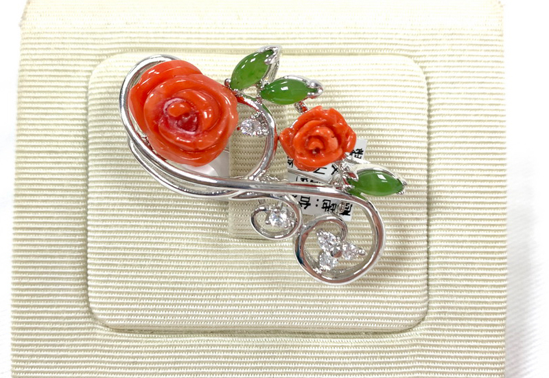 蘇澳珊瑚 桃紅珊瑚玫瑰胸針墜 MBKBPR0018 蘇澳珊瑚 桃紅珊瑚玫瑰胸針墜 MBKBPR0018