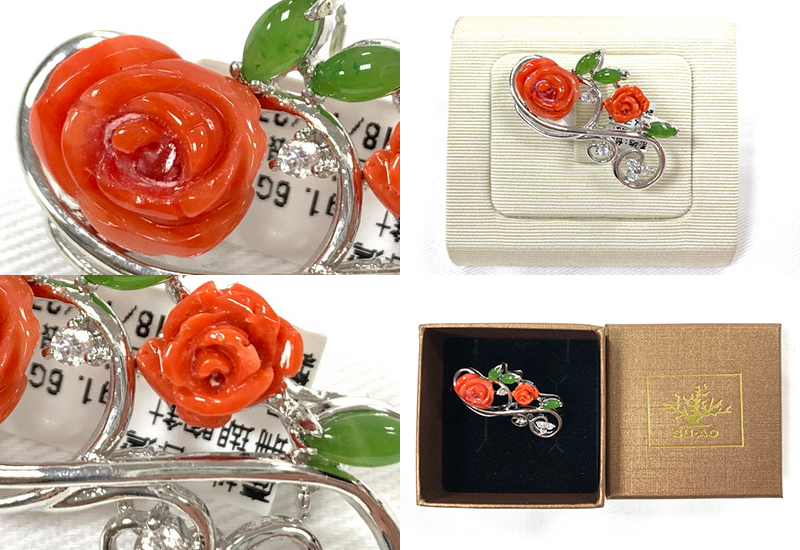 蘇澳珊瑚 桃紅珊瑚玫瑰胸針墜 MBKBPR0018 蘇澳珊瑚 桃紅珊瑚玫瑰胸針墜 MBKBPR0018