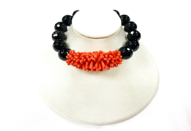 蘇澳珊瑚 珊瑚阿達仔黑瑪瑙手錬 SATBCG0009 蘇澳珊瑚 珊瑚阿達仔黑瑪瑙手錬 SATBCG0009