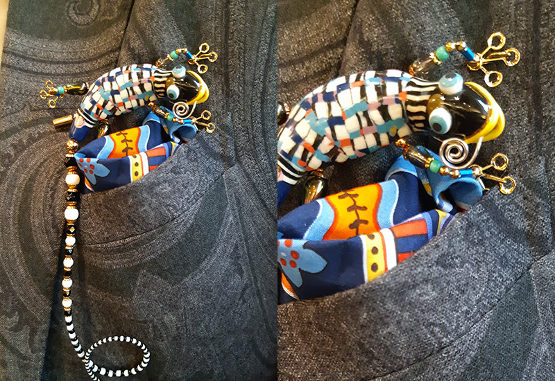 蔡爾平 純手工經典小壁虎(長尾巴) 彩鑲瓷雕塑別針胸針 蔡爾平 純手工經典小壁虎(長尾巴) 彩鑲瓷雕塑別針胸針