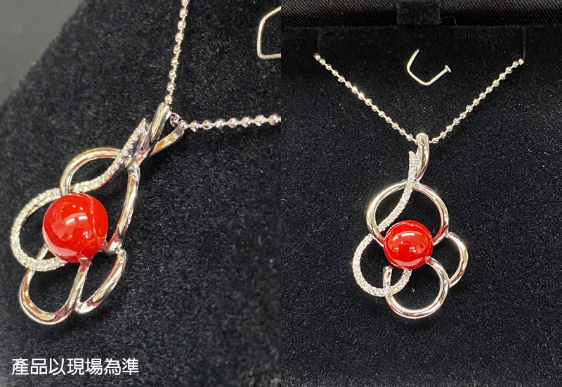 蘇澳珊瑚 珊瑚戒面18K墜子 項鍊墜 AEKPDD0008 蘇澳珊瑚 珊瑚戒面18K墜子 項鍊墜 AEKPDD0008