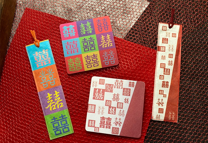 開門見囍 囍字絲質杯墊系列-九宮格 開門見囍 囍字絲質杯墊系列-九宮格