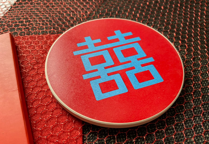 開門見囍 吸水杯墊-紅藍色 開門見囍 吸水杯墊-紅藍色