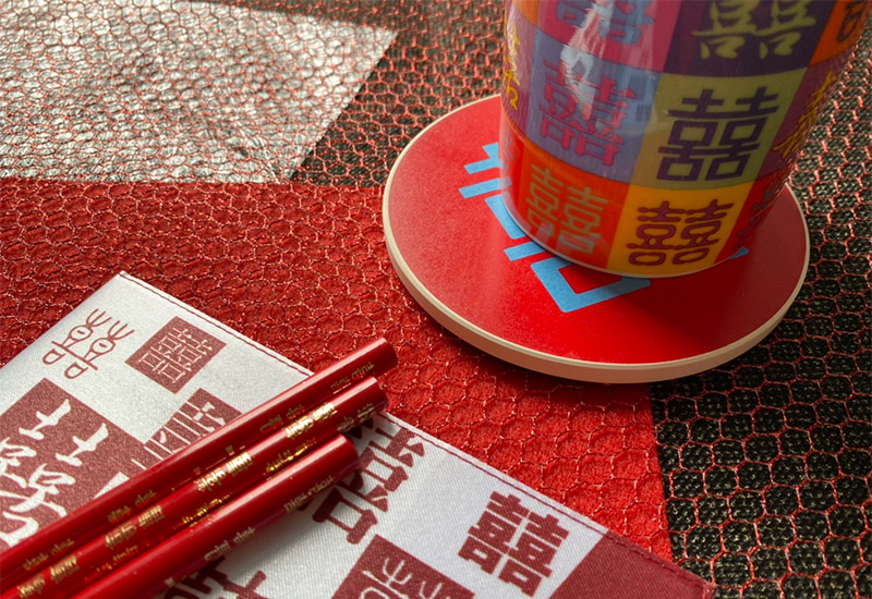 開門見囍 吸水杯墊-紅藍色 開門見囍 吸水杯墊-紅藍色