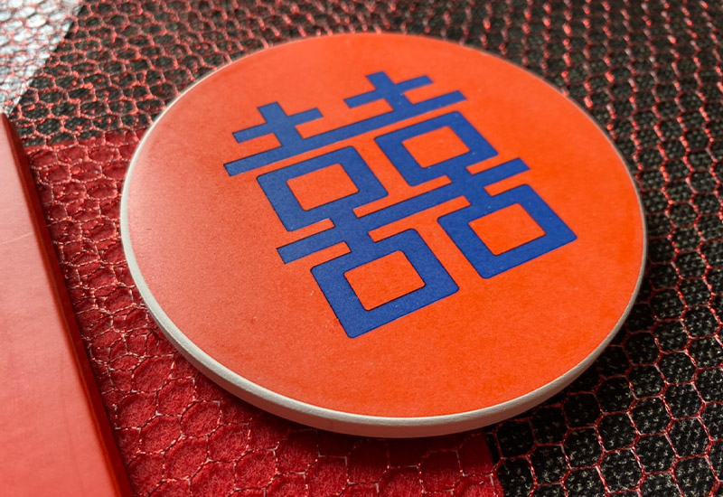 開門見囍 吸水杯墊-橙紫色 開門見囍 吸水杯墊-橙紫色