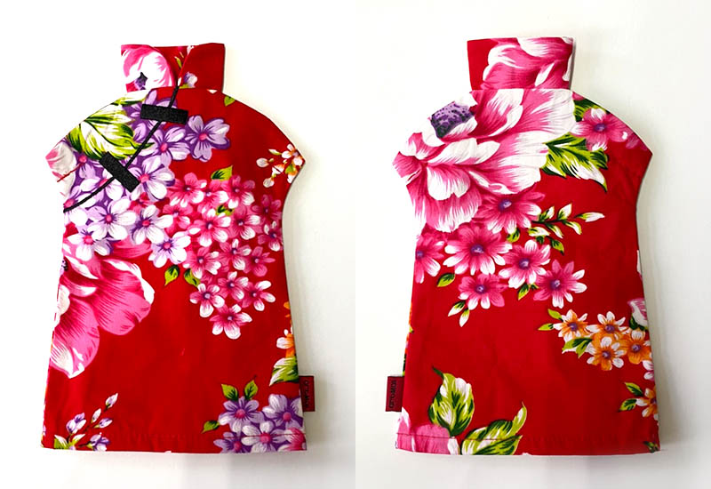 台灣花布 花布酒瓶衣-大紅色 台灣花布 花布酒瓶衣-大紅色