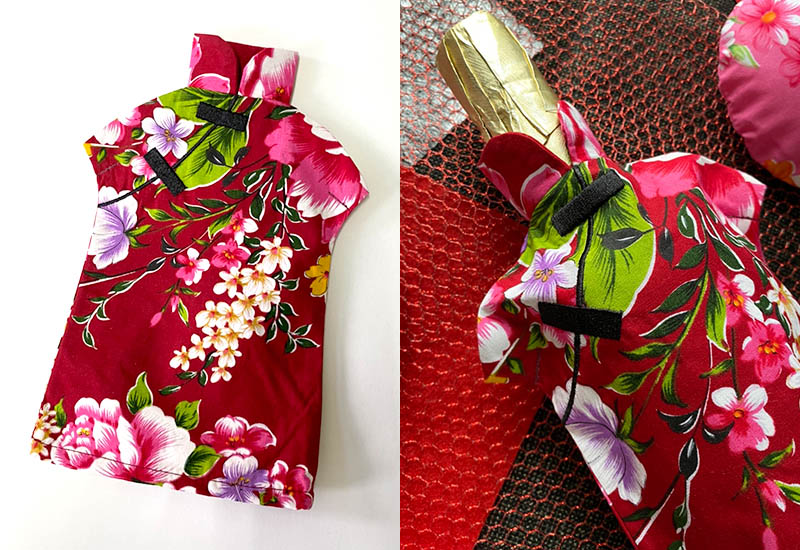 台灣花布 花布酒瓶衣-暗紅色 台灣花布 花布酒瓶衣-暗紅色