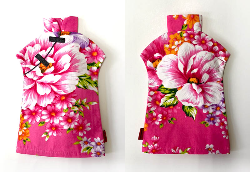 台灣花布 花布酒瓶衣-粉紅色 台灣花布 花布酒瓶衣-粉紅色