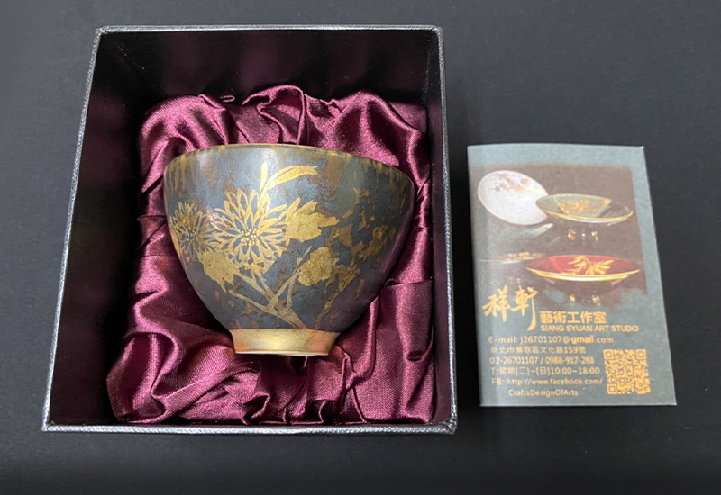 祥軒窯 四季鎏金杯-墨秋 祥軒窯 四季鎏金杯-墨秋