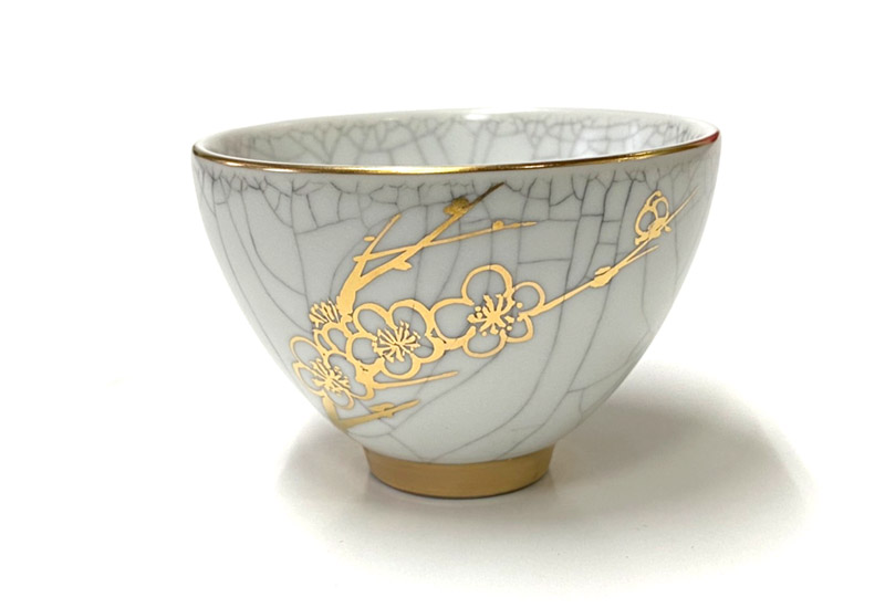 祥軒窯 四季鎏金杯-冬白  鶯歌燒 鎏金茶杯  祥軒窯 四季鎏金杯-冬白  鶯歌燒 鎏金茶杯