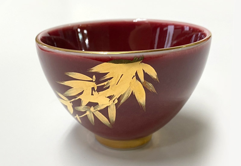 祥軒窯 四季鎏金杯-紅夏 鶯歌燒 鎏金茶杯  祥軒窯 四季鎏金杯-紅夏 鶯歌燒 鎏金茶杯