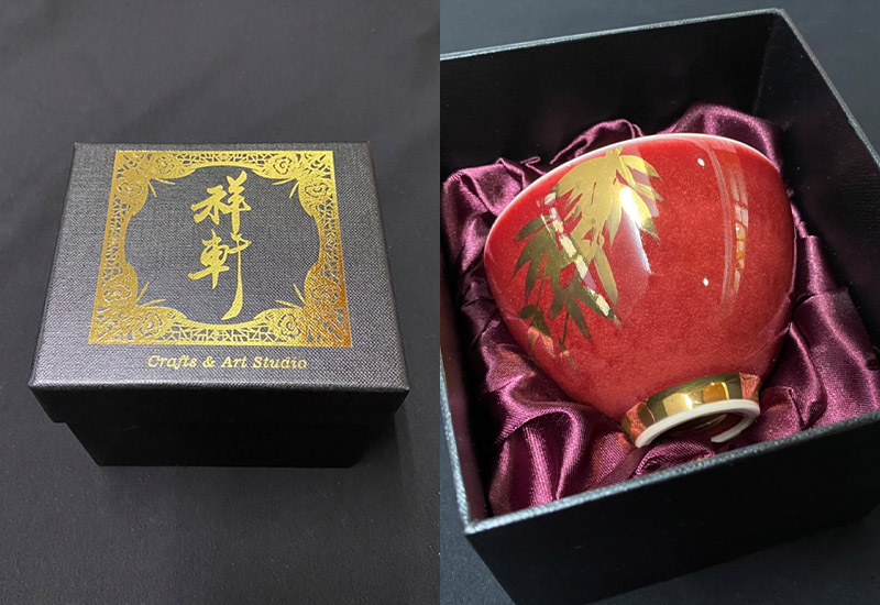 祥軒窯 四季鎏金杯-紅夏 鶯歌燒 鎏金茶杯  祥軒窯 四季鎏金杯-紅夏 鶯歌燒 鎏金茶杯