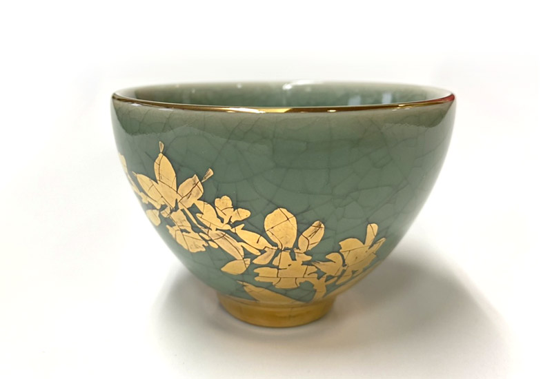 祥軒窯 四季鎏金杯-春綠 鶯歌燒 鎏金茶杯  祥軒窯 四季鎏金杯-春綠 鶯歌燒 鎏金茶杯