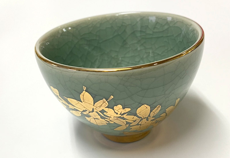祥軒窯 四季鎏金杯-春綠 鶯歌燒 鎏金茶杯  祥軒窯 四季鎏金杯-春綠 鶯歌燒 鎏金茶杯