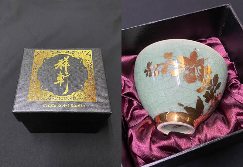 祥軒窯 四季鎏金杯-春綠 鶯歌燒 鎏金茶杯  祥軒窯 四季鎏金杯-春綠 鶯歌燒 鎏金茶杯