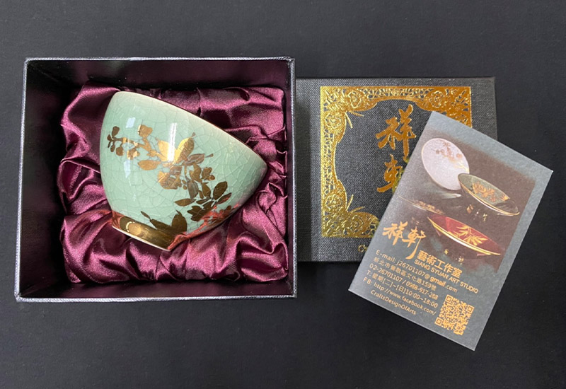祥軒窯 四季鎏金杯-春綠 鶯歌燒 鎏金茶杯  祥軒窯 四季鎏金杯-春綠 鶯歌燒 鎏金茶杯