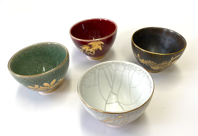 祥軒窯 四季鎏金杯-全套組(1組4杯) 鶯歌燒  祥軒窯 四季鎏金杯-全套組(1組4杯) 鶯歌燒