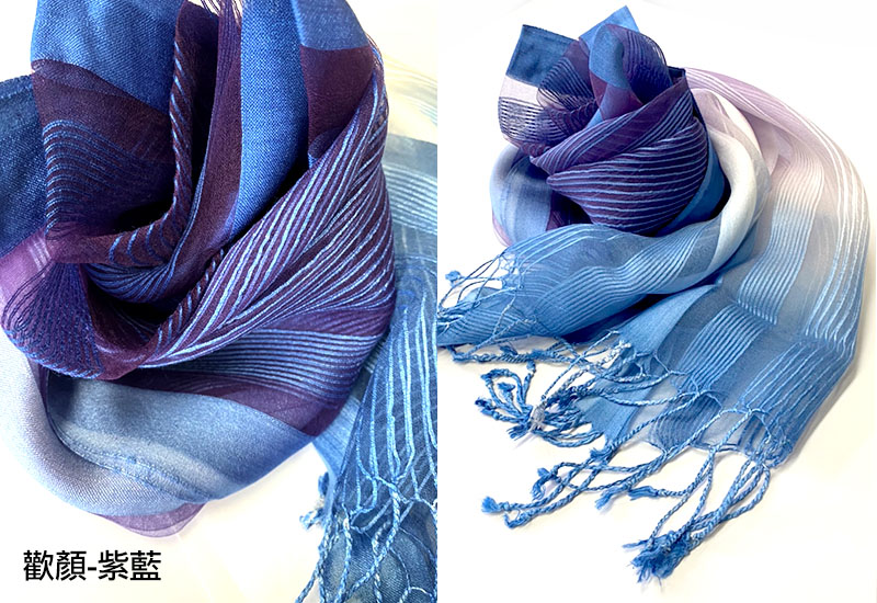 天染工坊 歡顏-天染烏干絲雙漸層圍巾組(多色可選)  天染工坊 歡顏-天染烏干絲雙漸層圍巾組(多色可選)