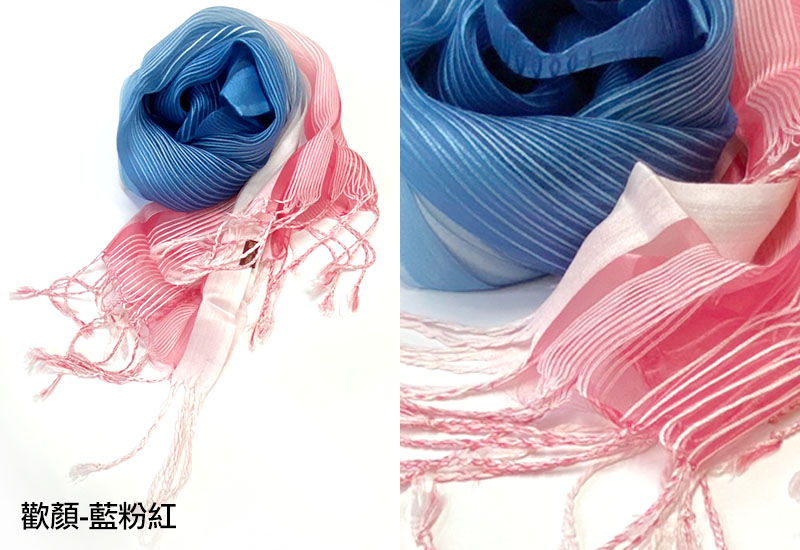 天染工坊 歡顏-天染烏干絲雙漸層圍巾組(多色可選)  天染工坊 歡顏-天染烏干絲雙漸層圍巾組(多色可選)