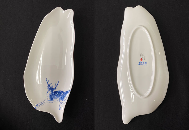 梅花鹿台灣瓷盤 臺灣造型餐盤 梅花鹿台灣瓷盤 臺灣造型餐盤