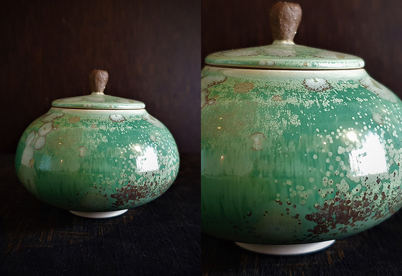 林妙芳 結晶釉雙人茶器組-茶倉+茶荷 鶯歌燒 林妙芳 結晶釉雙人茶器組-茶倉+茶荷 鶯歌燒