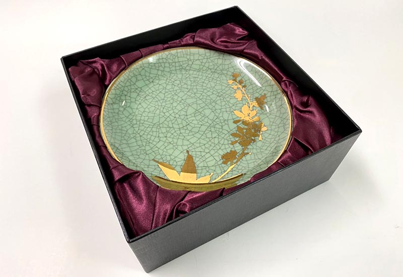 祥軒窯 四季鎏金盤-春綠 鶯歌燒  祥軒窯 四季鎏金盤-春綠 鶯歌燒