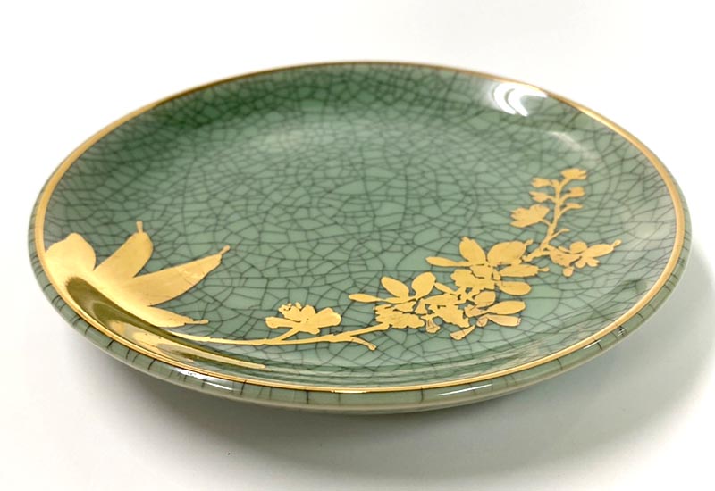 祥軒窯 四季鎏金盤-春綠 鶯歌燒  祥軒窯 四季鎏金盤-春綠 鶯歌燒