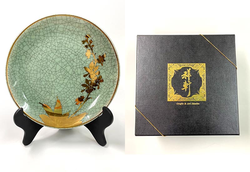 祥軒窯 四季鎏金盤-春綠 鶯歌燒  祥軒窯 四季鎏金盤-春綠 鶯歌燒