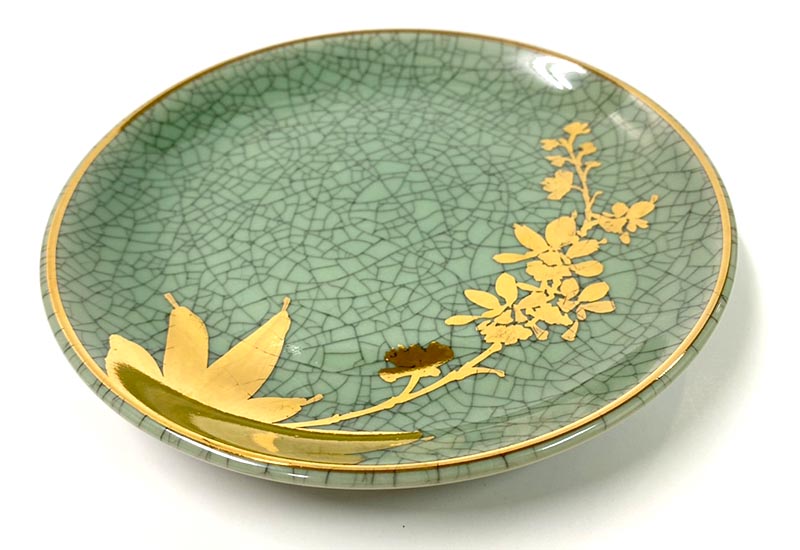 祥軒窯 四季鎏金盤-春綠 鶯歌燒  祥軒窯 四季鎏金盤-春綠 鶯歌燒