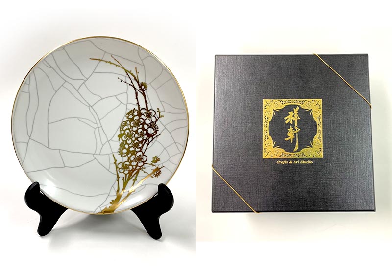 祥軒窯 四季鎏金盤-冬白  鶯歌燒 祥軒窯 四季鎏金盤-冬白  鶯歌燒