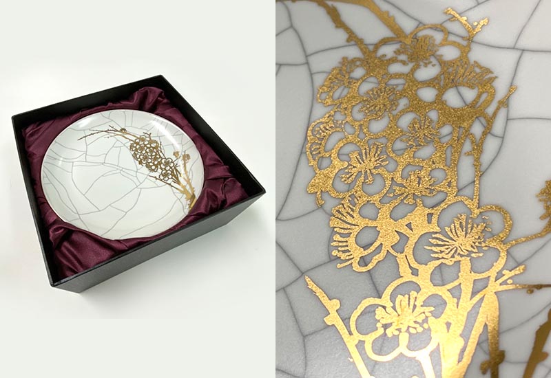 祥軒窯 四季鎏金盤-冬白  鶯歌燒 祥軒窯 四季鎏金盤-冬白  鶯歌燒