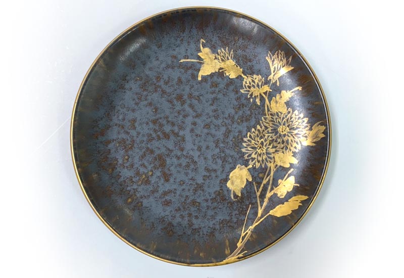 祥軒窯 四季鎏金盤-墨秋  鶯歌燒  祥軒窯 四季鎏金盤-墨秋  鶯歌燒