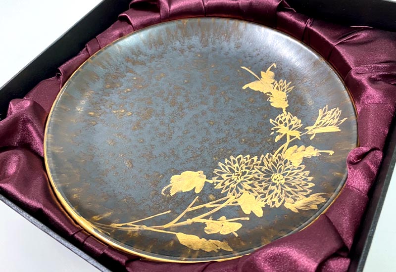 祥軒窯 四季鎏金盤-墨秋  鶯歌燒  祥軒窯 四季鎏金盤-墨秋  鶯歌燒