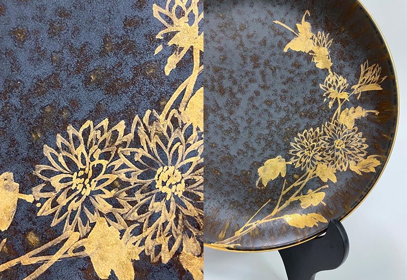 祥軒窯 四季鎏金盤-墨秋  鶯歌燒  祥軒窯 四季鎏金盤-墨秋  鶯歌燒